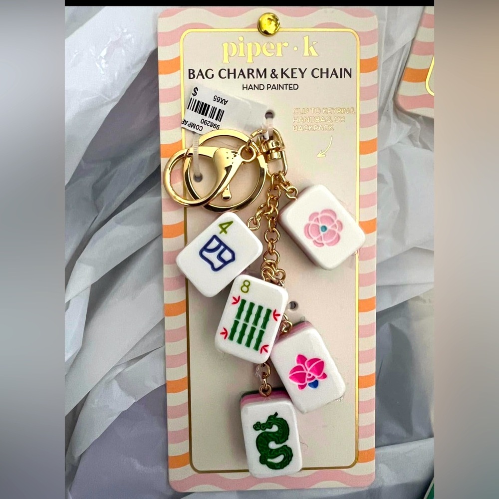 Piper K hand painted mahjong tile key chain